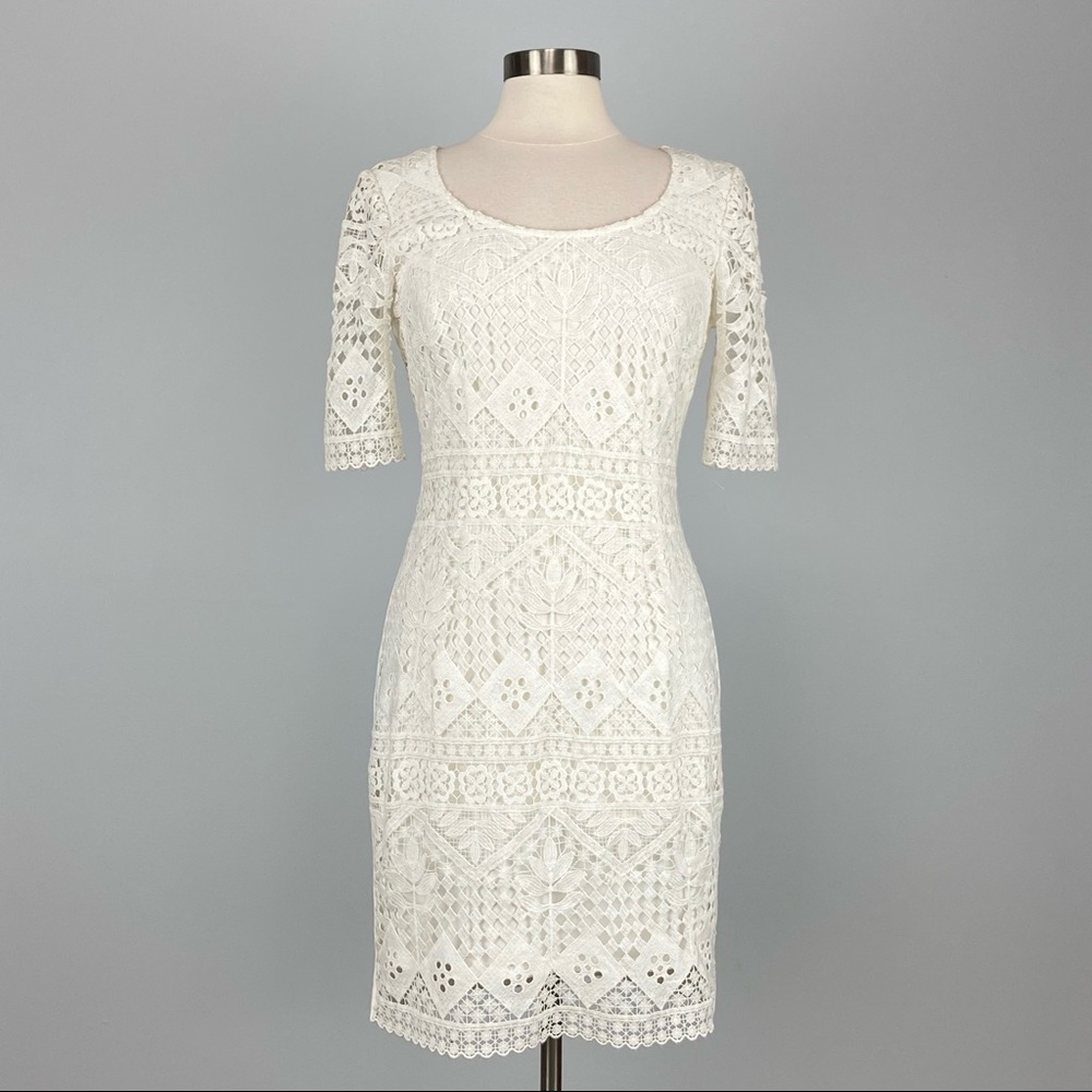 Antonio Melani White Crochet Lace Sheath Dress 6